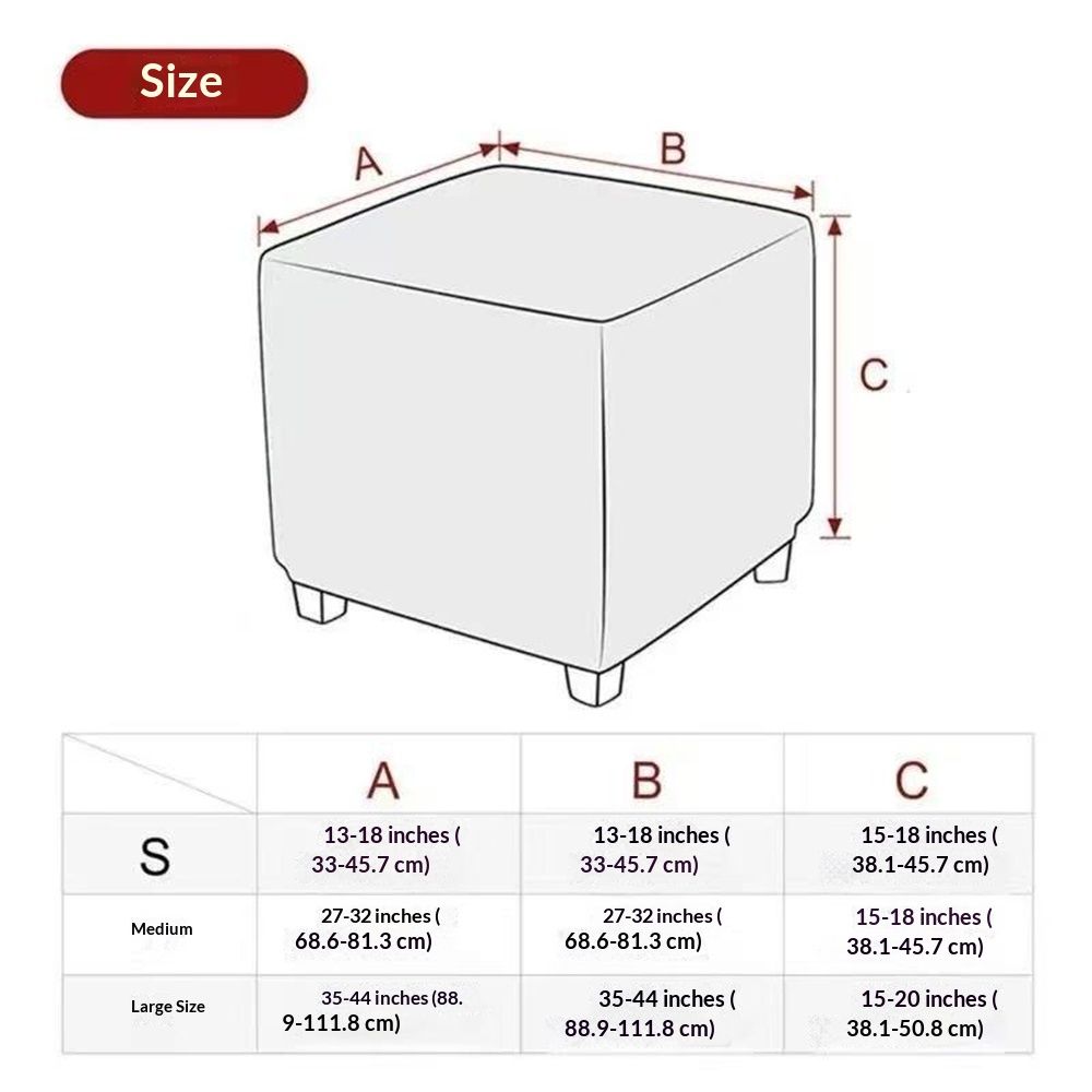 Stretch Cover Velvet Small Square Footstool Cover Pouffe Protector Covers, for Square Leather/Fabric Footstool,(light gray M) — image 5