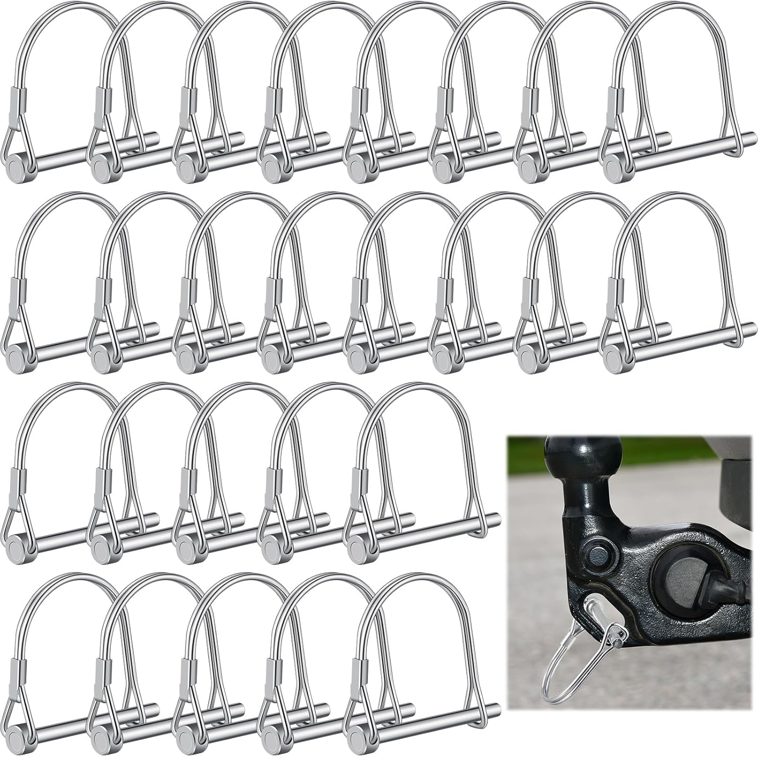 30 Pcs Arch Trailer Coupler Pin 3/16" x 1.97" Safety Shaft Locking Pin Heavy Duty Hitch Pins Carbon Steel Trailer Gate Pin for Wagons Towing Farm Garden Lawn