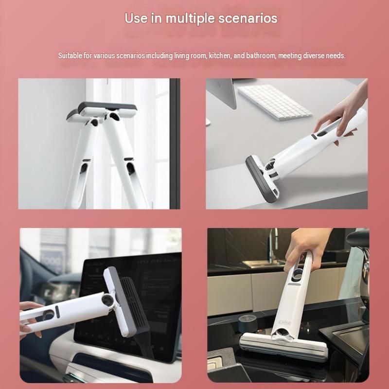 Mini Handheld Foldable Mop WIth ABS Handle and 2 Sponge Head- Hand-Free Squeeze Design - Compact Desktop Cleaner for Kitchen and Bathroom — image 5