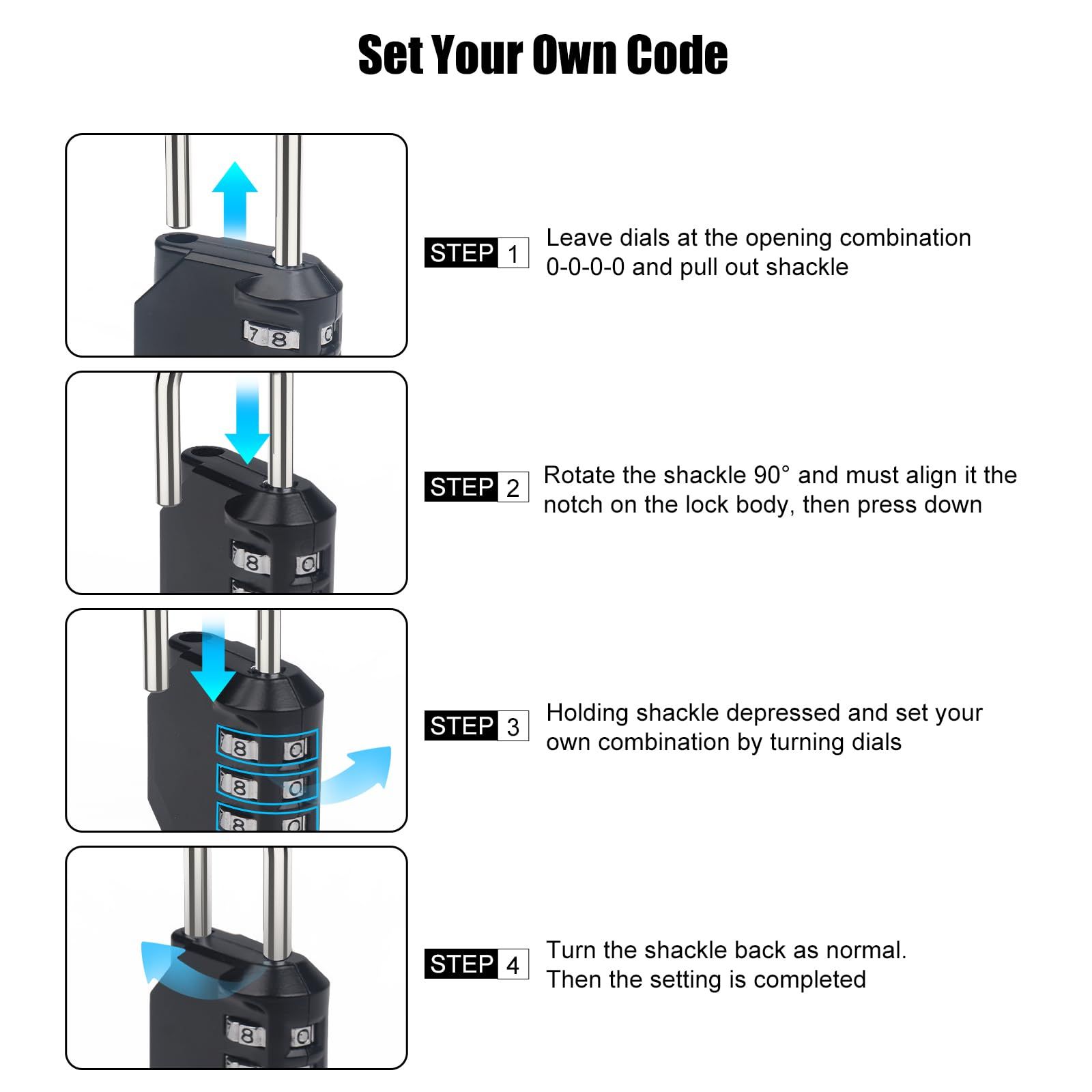 2PCS Combination Lock Waterproof 4 Digit Padlocks with Combination Code, Zinc Alloy Combination Lock for Door, Tool Boxes — image 5