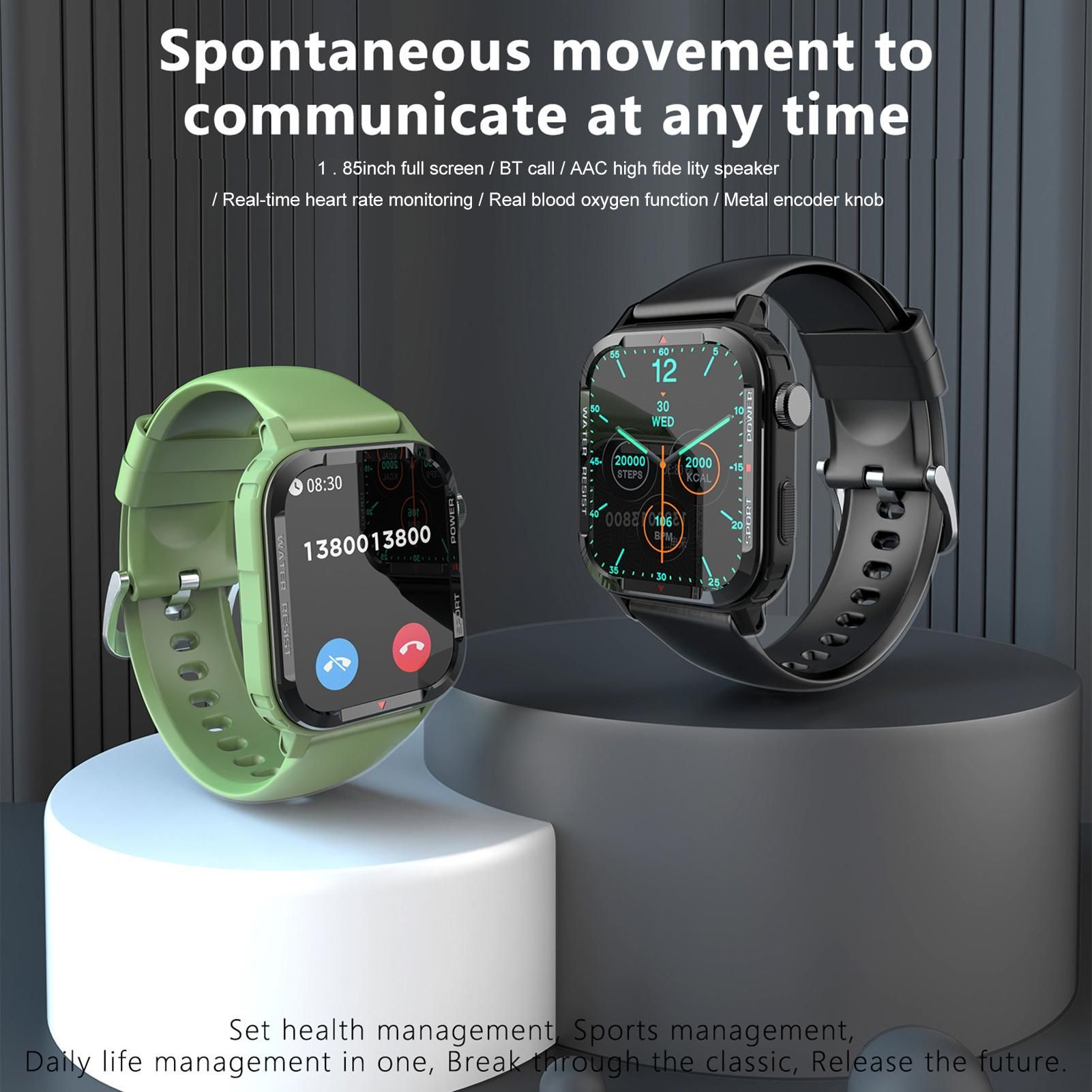 Smart Watch 1.85 inch Square Screen IP67 45*39mm 1pc (Green) โ image 2