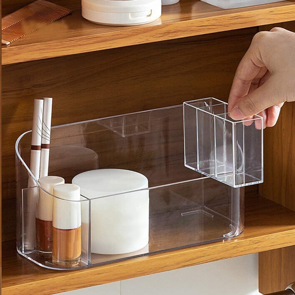 Acrylic cosmetics storage cabinet, cute small transparent dresser, bathroom corner, beauty and skin care lotion storage box — image 3