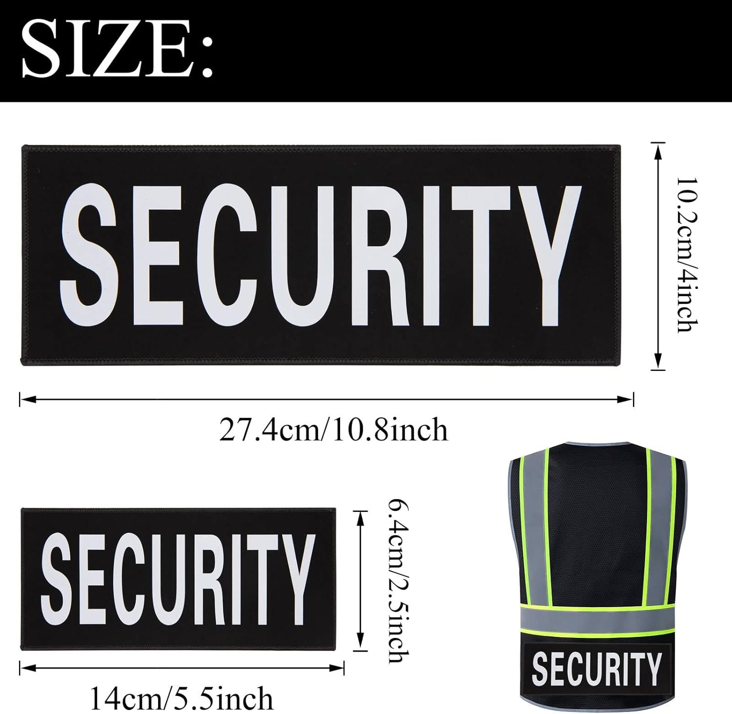 Security Patch 2 Pack Reflective Security Patch Hook and Loop Durable Fabric Patches with Reflective Printed Letters for Officer Guard Custom Uniforms Vest โ image 3