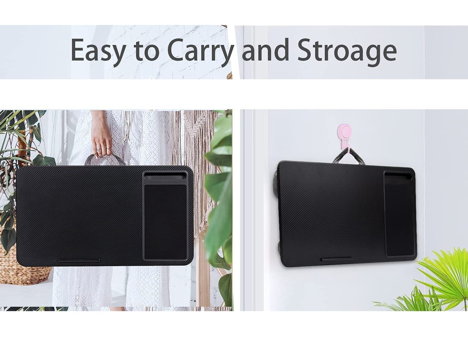 Portable Laptop Desk with Device Ledge, Mouse Pad and Phone Holder for Home Office (Black, 40cm) โ image 6