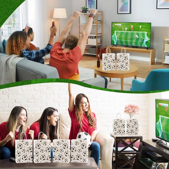 Football Party Paper Bags - Pack of 12 - Football Goodie Bags with Handles - Football Gift Bags for Football Theme Party Supplies (White - 21*15*8cm) โ image 4