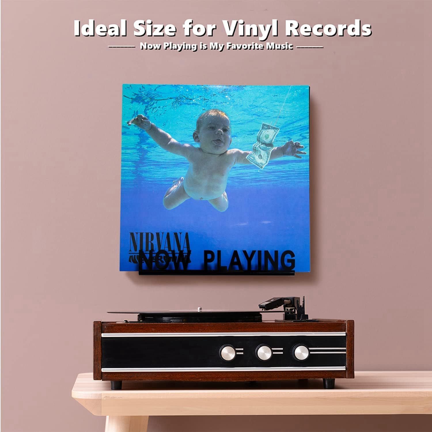 Now Playing Vinyl Record Wooden Wall Stand Now Playing Vinyl Record Shelf Hanging Wall Mount Record Display Storage Holder — image 4