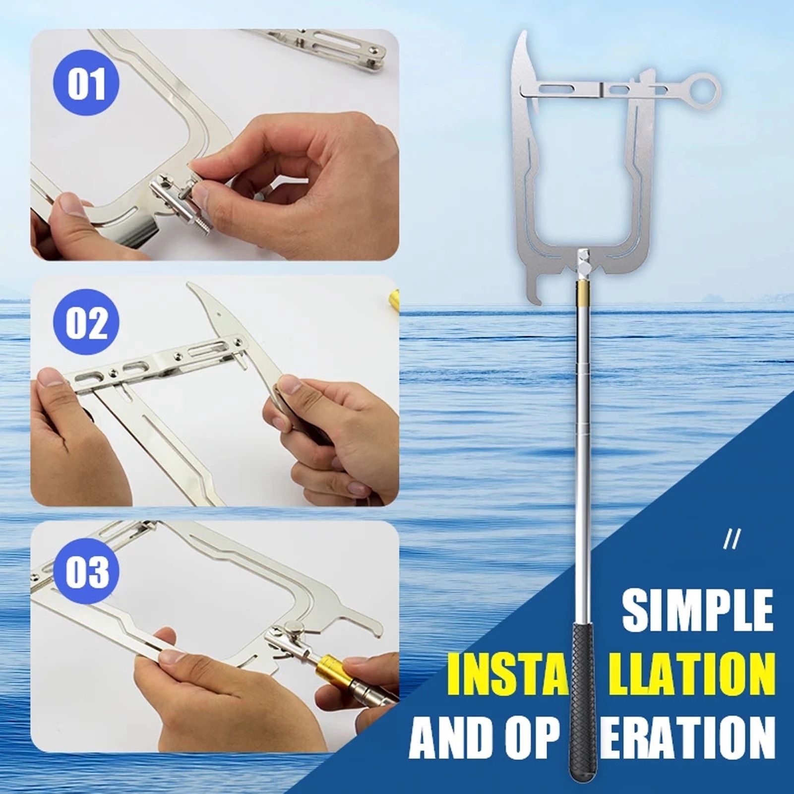 Dock Hook Long Rod Hooks Ship Parking Tool Boat Puller Flexible Multi functional dock hook telescopic threading device — image 4