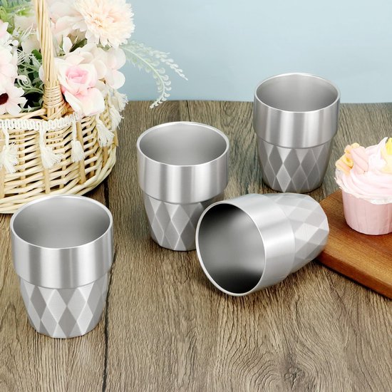 Cups - 4-piece set - Stainless steel cups - Double-walled water cups made of 304 stainless steel - beer cups - coffee cups — image 5