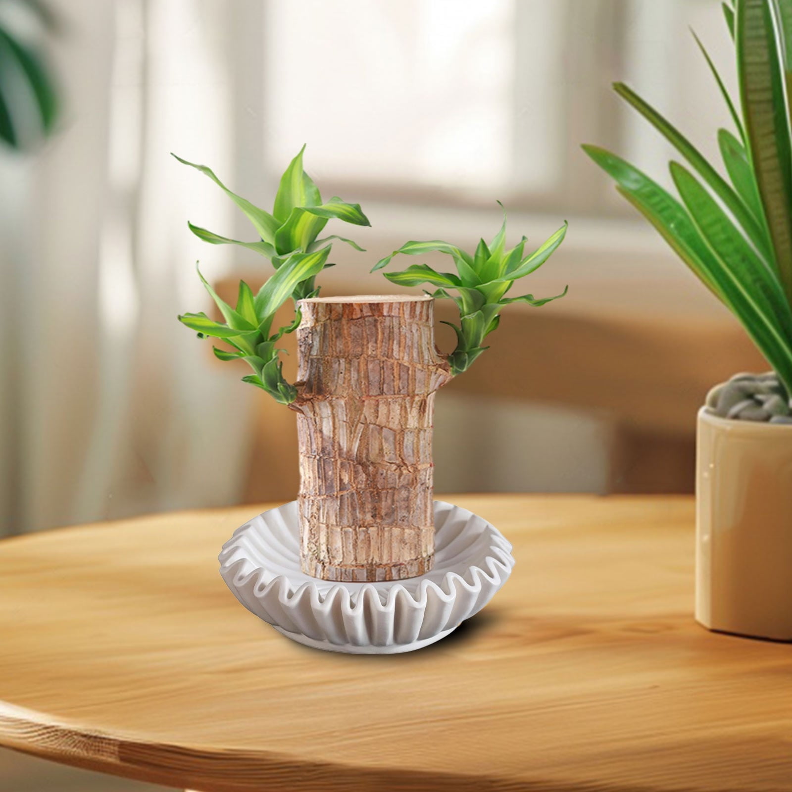 Ruffled Decorative Bowl, White Decorative Bowls for Home Decor, Fluted Fruit Bowl, Decorative Flower Bowl Accents for Styling Coffee Table Bookshelf Console — image 3