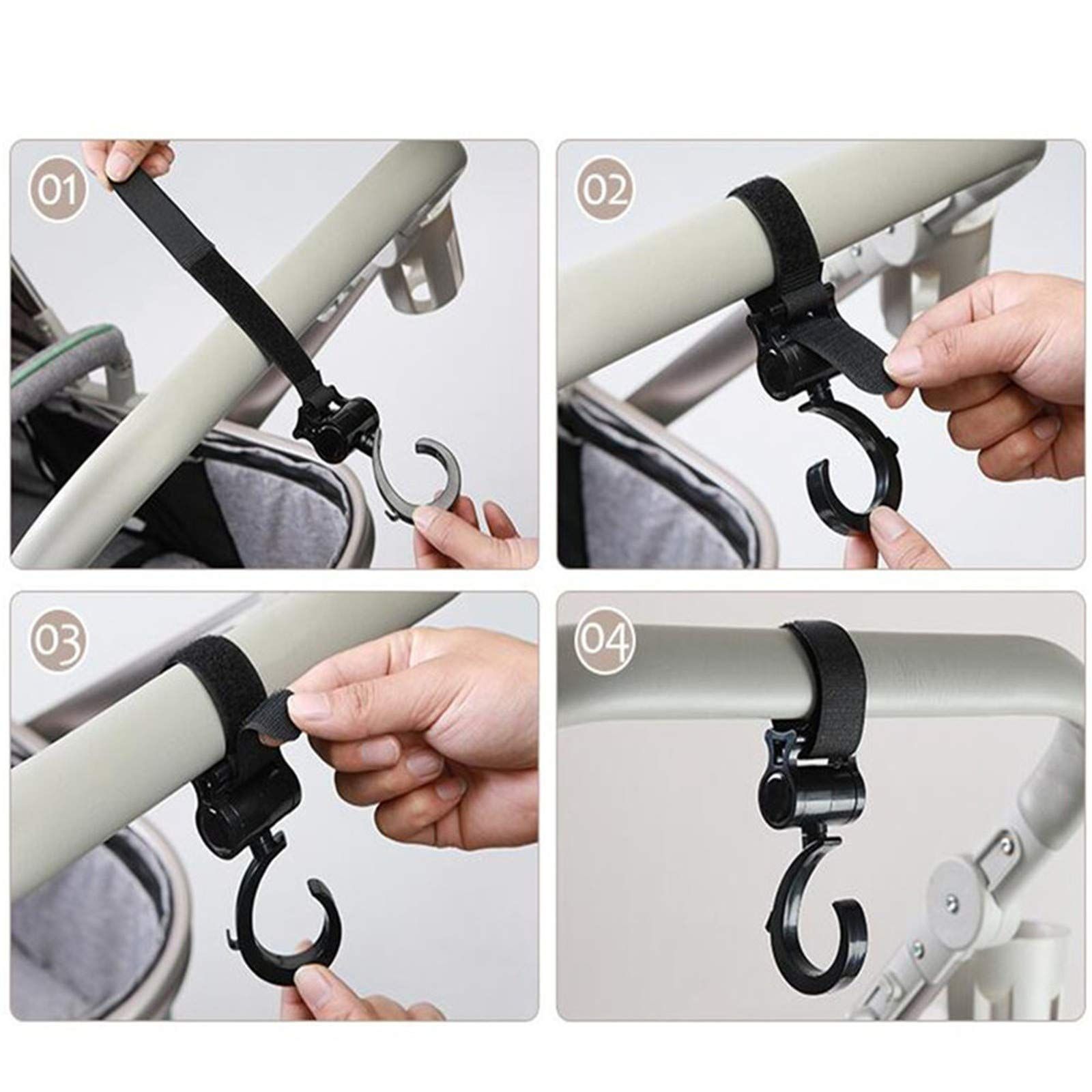 Stroller Hooks for Hanging Stuff Organizer Groceries Purse Mommy Hook Stroller Jogging Walking or Shopping Pack of 2-Black — image 5