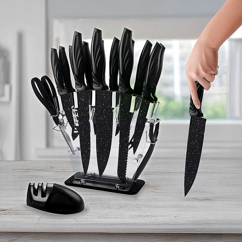 Kitchen 17 Piece Knife Set with Block and Sharpener Chef Knives — image 2