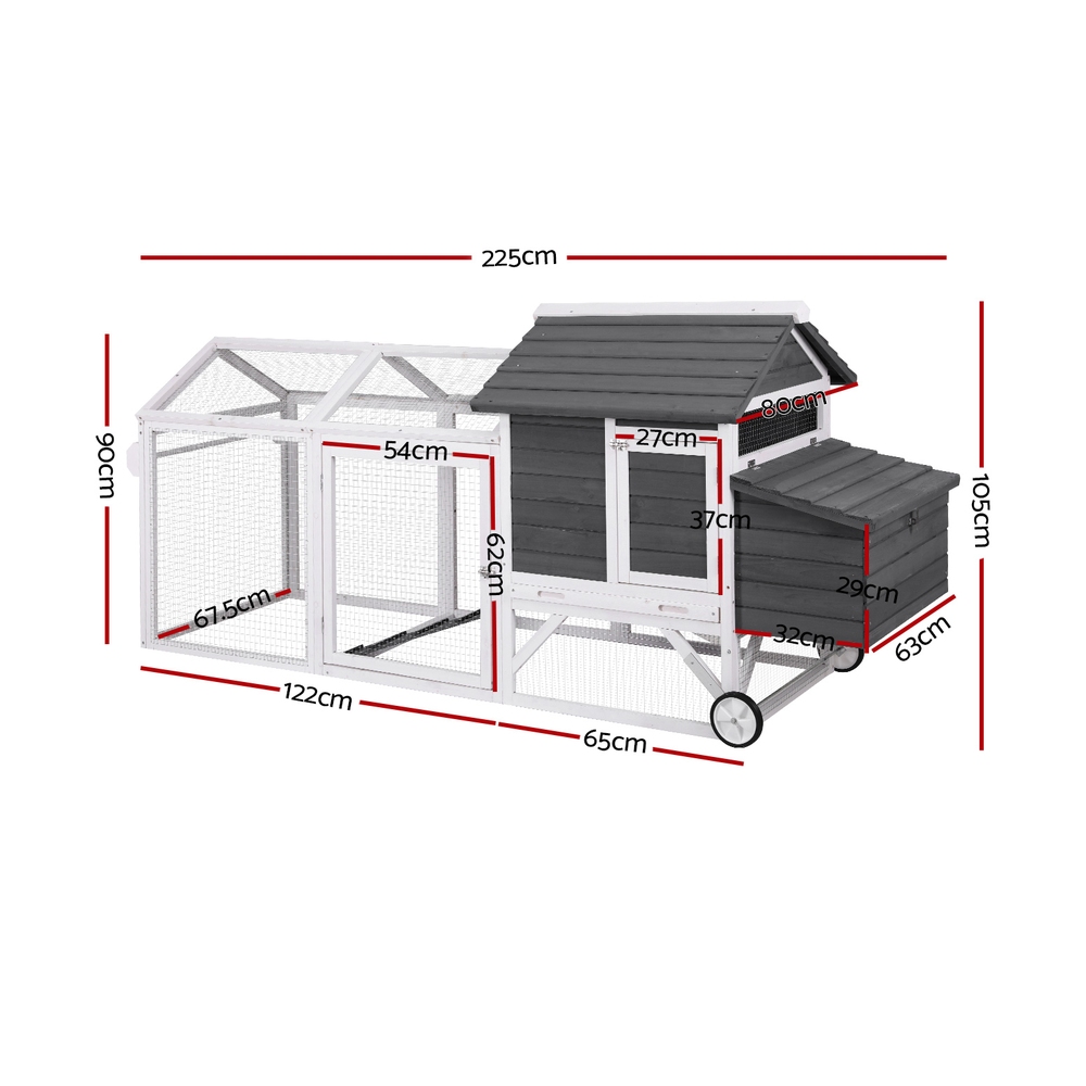 i.Pet Chicken Coop Rabbit Hutch Extra Large Wooden Run Bunny Cage House Outdoor — image 2