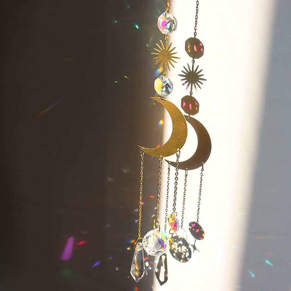 4 Moon Hoop Pendant Indoor Decorative Wind Outdoor Garden Decoration Chime Catcher Rainbow catcher — image 4