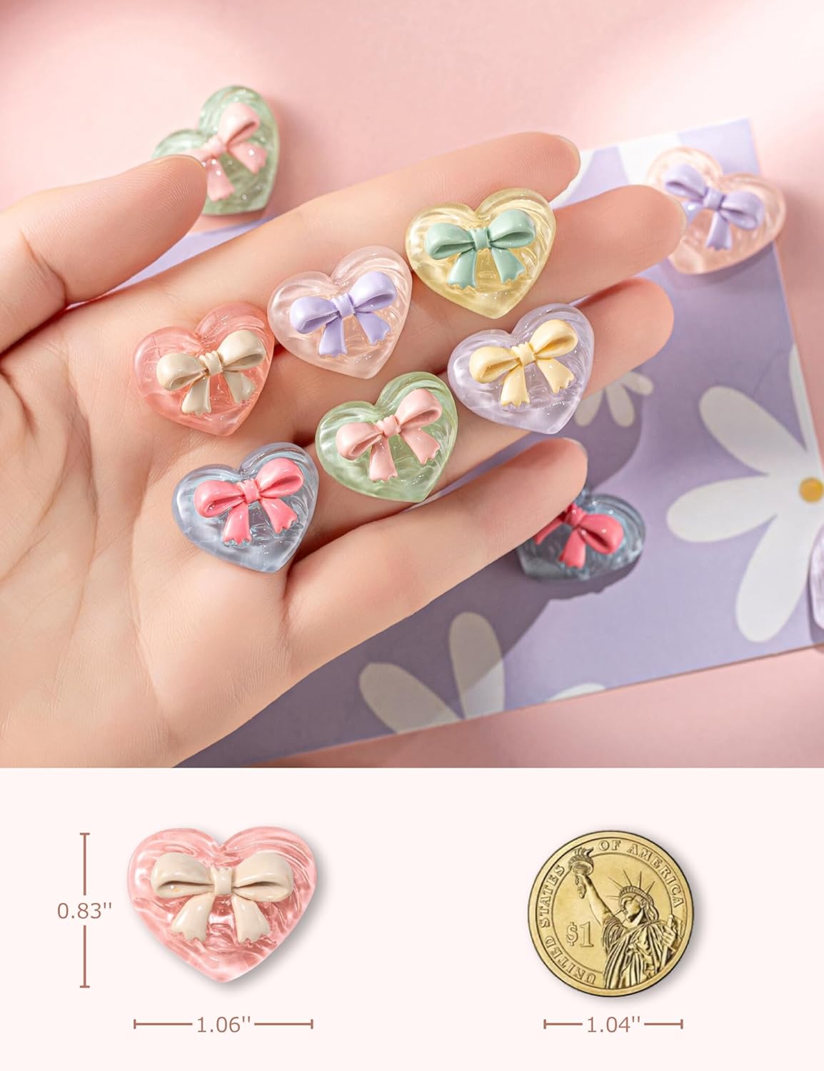 20Pcs & 12Pcs Heart Magnets, Colorful Magnets for Whiteboard Cabinet Locker, Resin Decorative Magnets for Classroom Kitchen Office — image 6