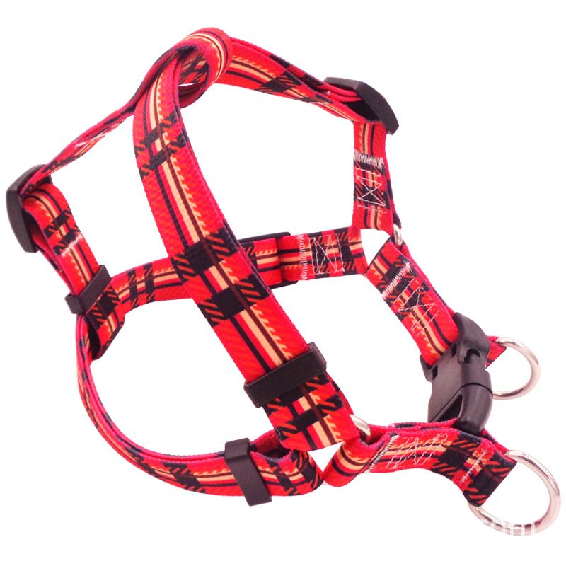 DEYUAN Bohemian Dog Harness Polyester RED CHECK M:2*42-61cm