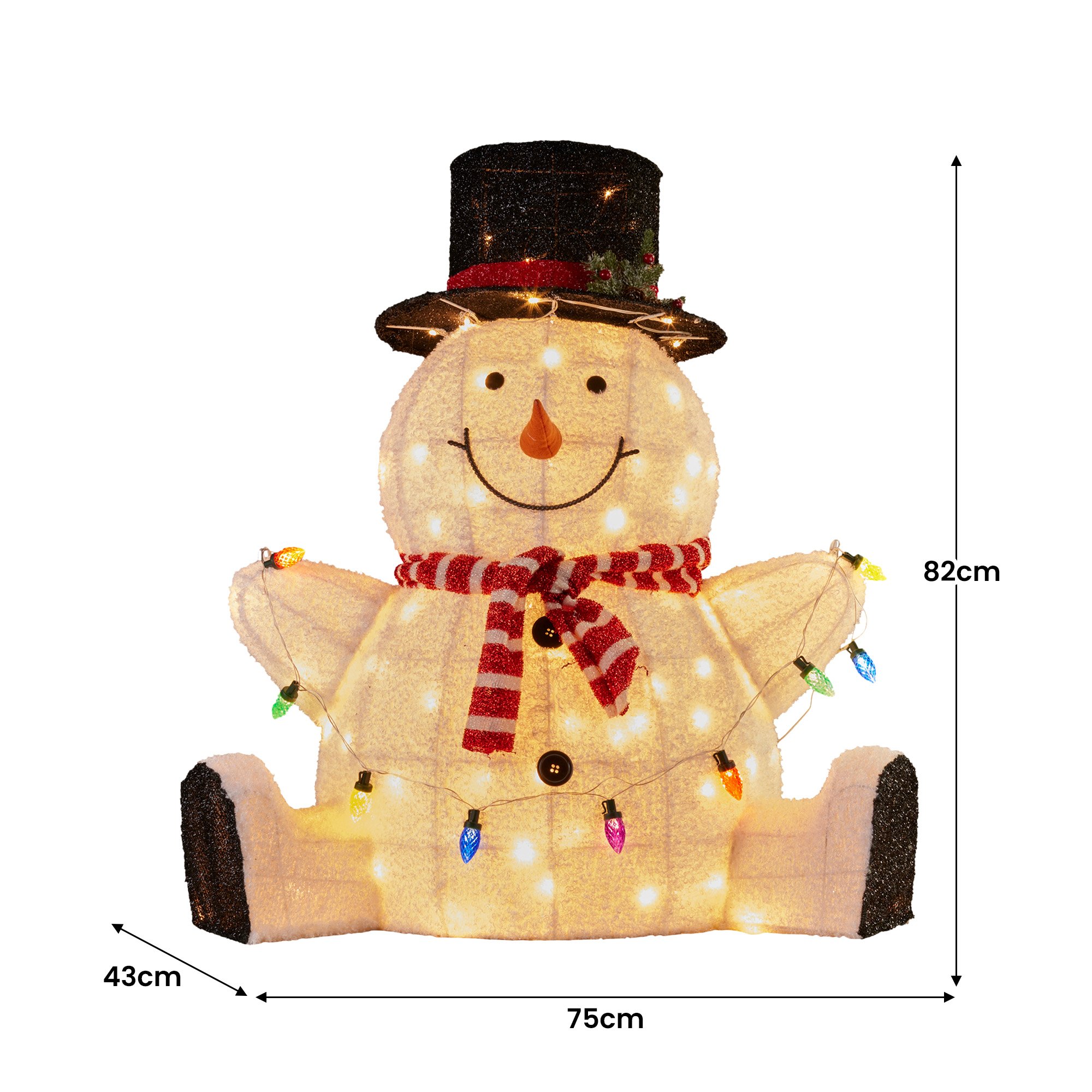 Christabelle 82cm Sitting Snowman Christmas Display with Lights โ image 4