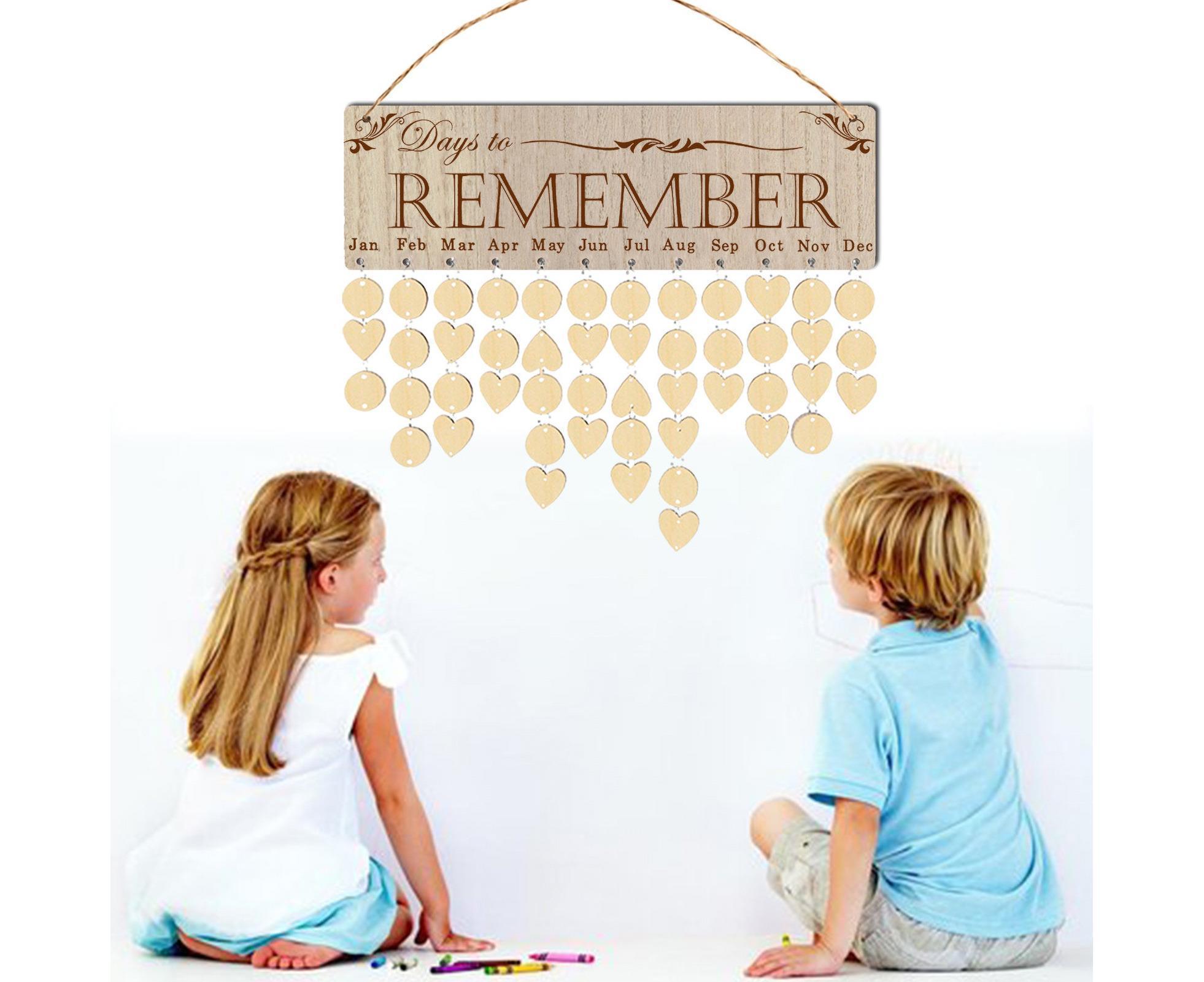 Wall Hanging Calendar Wooden Words Print Family Home Ornaments Office Decor- H โ image 2