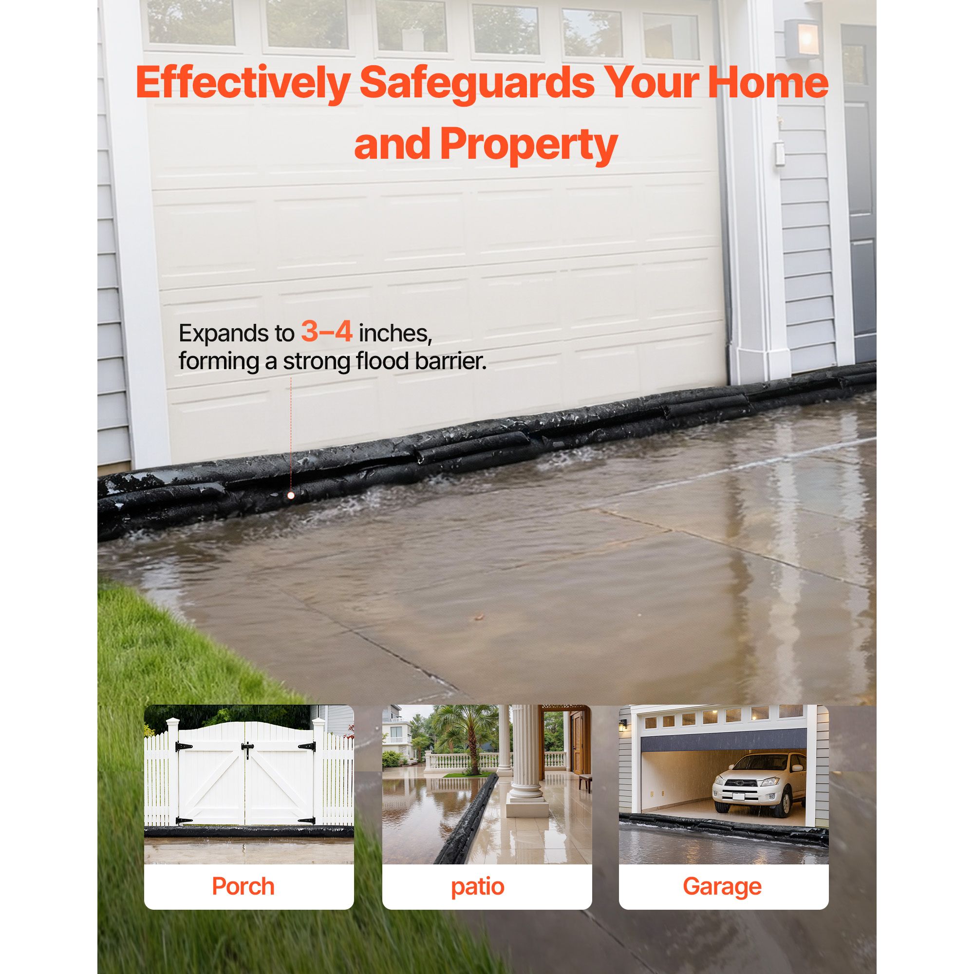Flood Barrier, 8 Pack, 480 × 435 mm Flood Bags Activated by Water, Reusable Water Absorbent Barrier, Sandless Sandbags Blockage, Flooding Prevention Bags for — image 2