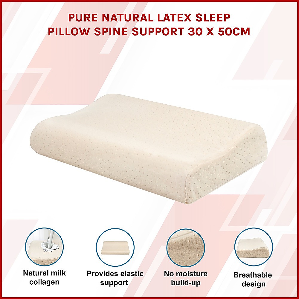 Pure Natural Latex Sleep Pillow Spine Support 30 x 50cm โ image 3