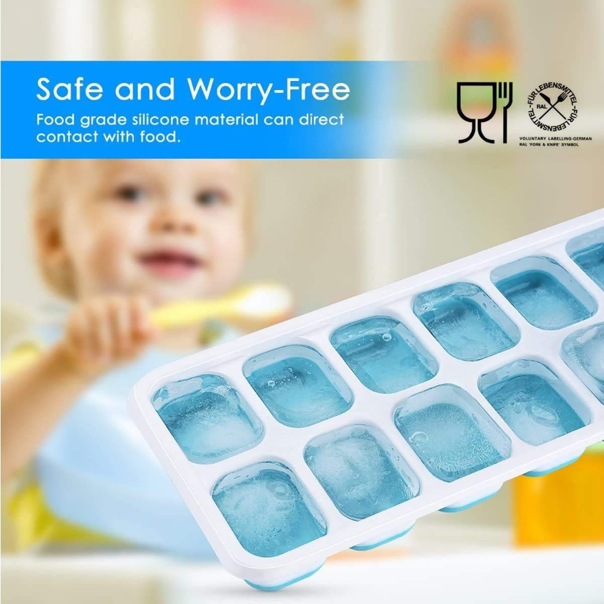 Silicone Easy-Release and Flexible 14-Ice Trays with Spill-Resistant Removable Lid, BPA Free, Durable and Dishwasher Safe, 2 Pack — image 3