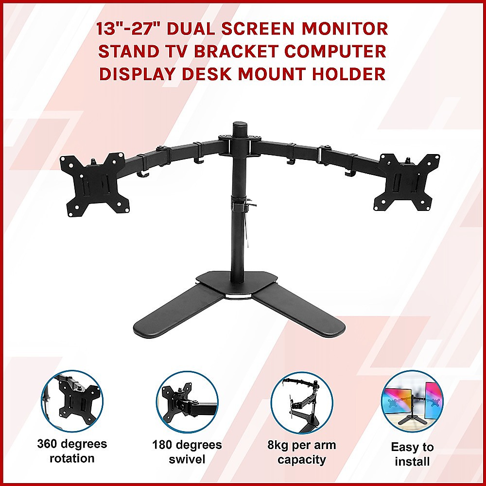 13"-27" Dual Screen Monitor Stand TV Bracket Computer Display Desk Mount Holder โ image 3