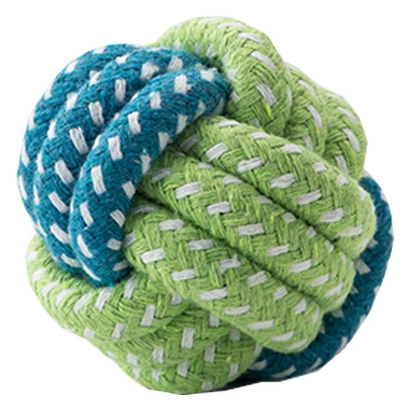 Sour bear Dog Chew Toy Cotton Rope Molar Bite Resistance Three-color dumbbell blue and green โ image 2