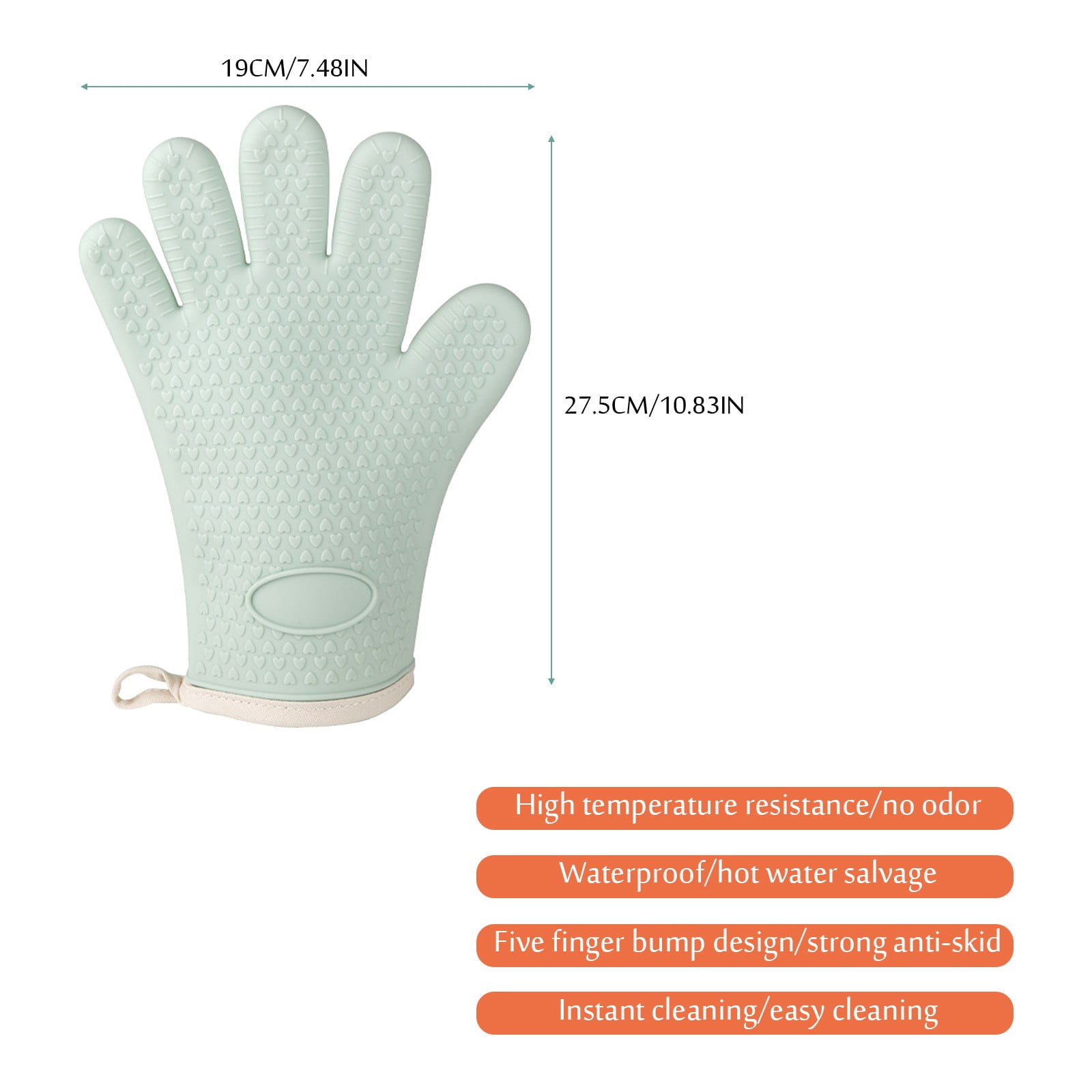 Silicone Smoker Oven Gloves -Extreme Heat Resistant Bbq Gloves -Handle Hot Food Right on Your Grill Fryer Pit|Waterproof Oven Mitts Z3-Mint Green โ image 3