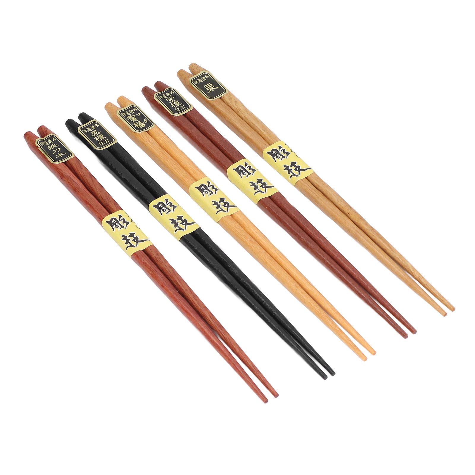 Chopsticks Set 5 Different Colors Natural Wood Antislip Design Feel Comfortable Chopsticks ReusablePointed Chopsticks — image 6
