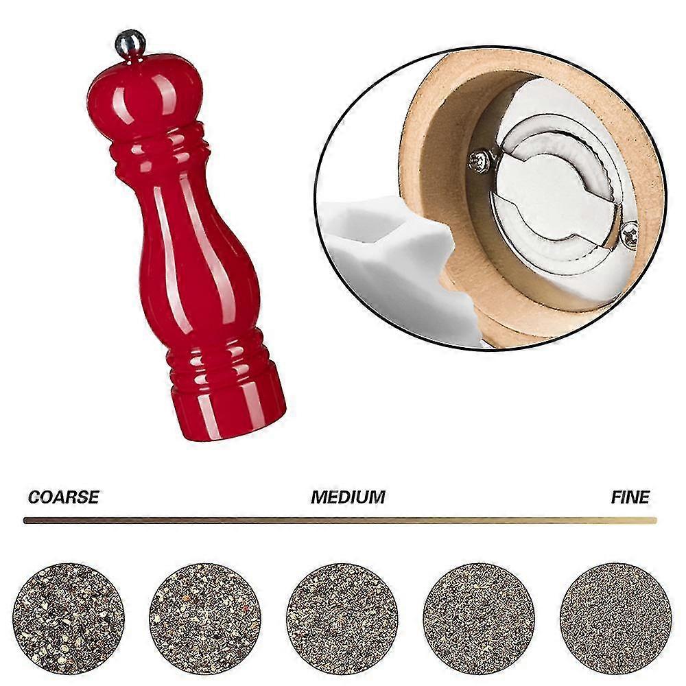 Salt and Pepper Mill Wooden Pepper Mill Salt Pepper Shaker With Adjustable Ceramic Rotor_Cheap Gifts 2pcs red โ image 3
