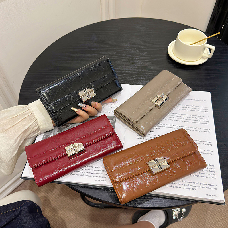 Beige Elegant Women's RFID Blocking Long Wallet - PU Leather Clutch Purse with Clasp โ image 3
