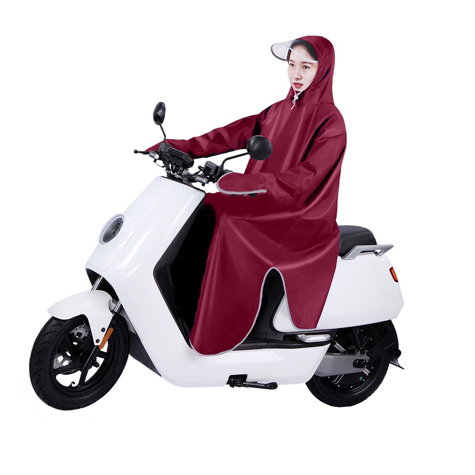 Electric Bike Raincoat Enlarged Protection Oxford Cloth Adults Sleeve Rain Poncho for Cycling Wine Red 5XL โ image 3