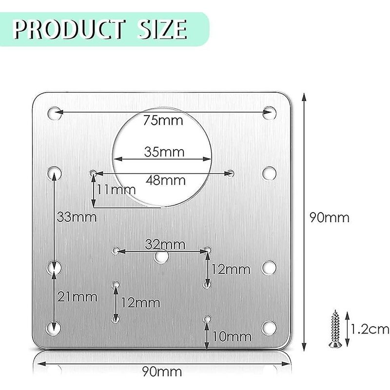 8 pcs Stainless Steel Cabinet Hinge Repair Plate With 48 Screws — image 2