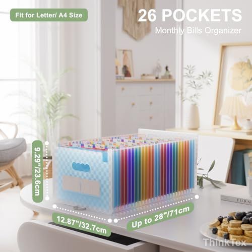 Accordion File Organizer, 26 Pockets Expanding File Folders, Monthly Bill Receipt Documents Organizer, A-Z Colorful Tabs, Letter/A4 Size for Classroom Office — image 3