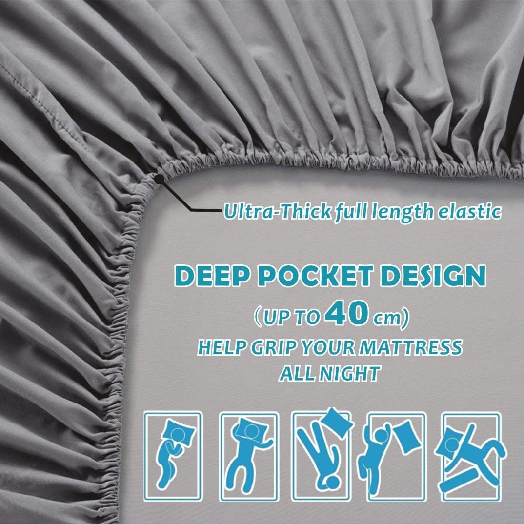 Hotel Quality Fitted Sheet - 1 Piece Fitted Sheet -Breathable Bedding - Wrinkle, Fade, Stain Resistant- 16inch/40cm Deep Pocket Fitted Bed Sheet-Wrinkle and — image 4