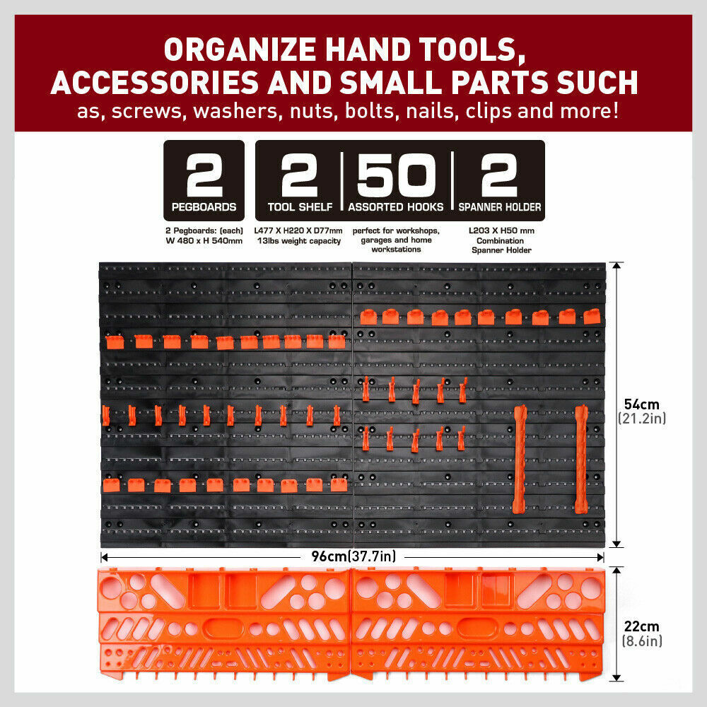 52Pc Wall Mounted Tool Storage Rack Wrench Spanner Holder Screwdriver Pliers New โ image 5