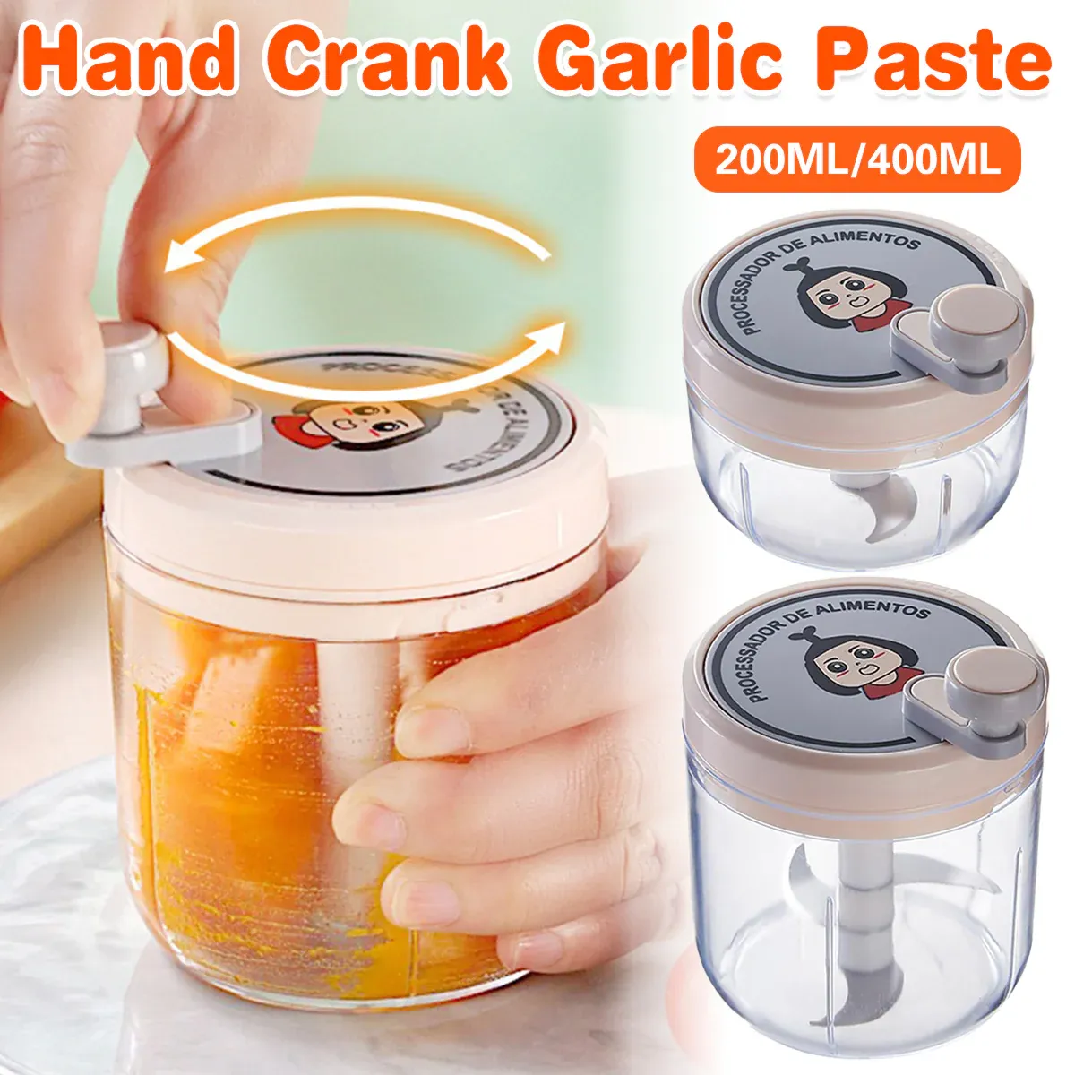 Manual Garlic Masher Hand Pull Stirrer Kitchen Tool Garlic Crusher Grinder Use - 400ml โ image 2