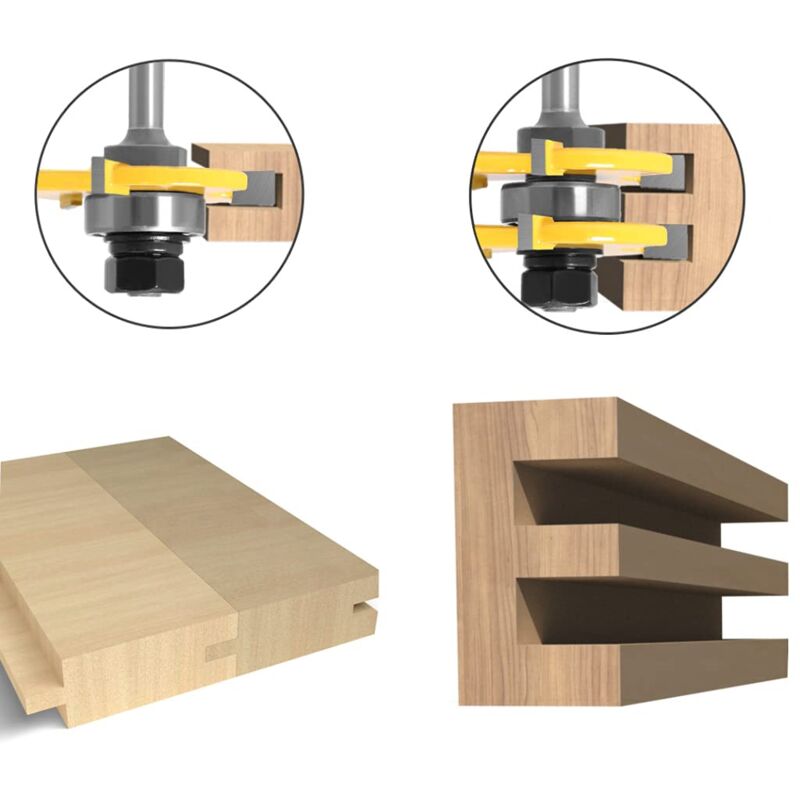 8mm Shank T-Slot Milling Cutter Set, 2Pcs 3-Flute Woodworking Tools โ image 3