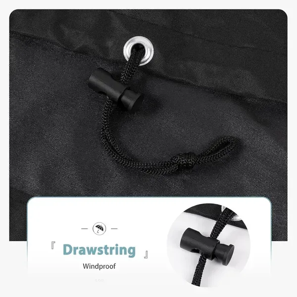 1 Piece Waterproof Grill Cover with Drawstring, UV Protective Outdoor Cover for George Foreman, Jumbo Joe and Cuisinart BBQs, Black, 48.8 x 44.7 cm โ image 3