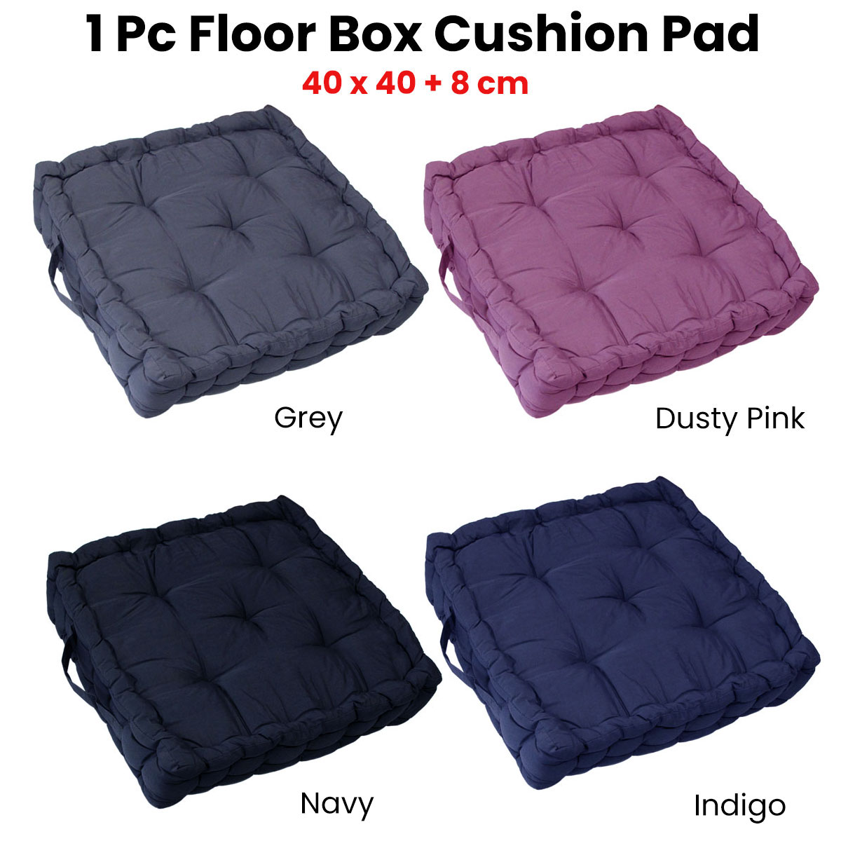 1 Pc Floor Box Cushion Pad 40 × 40+ 8 cm Dusty Pink — image 2