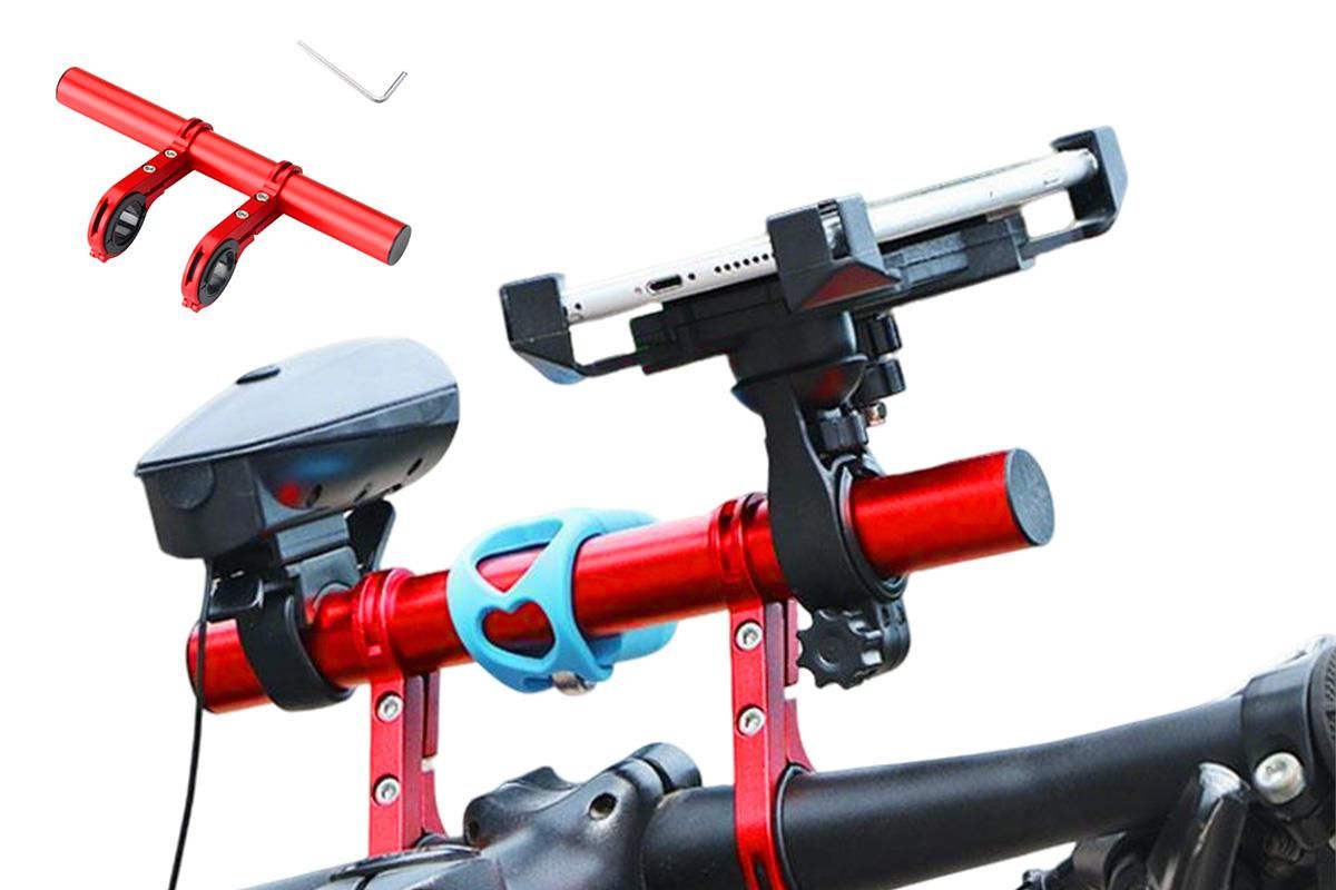 20cm Aluminum Alloy Bicycle Handlebar Extender Mount - Red