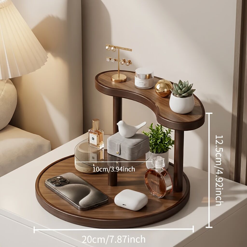 Three-tier Rotating Cosmetic Organizer, Wooden Bathroom Vanity Storage Rack, Suitable for Skincare Products, Perfumes, and Cosmetics — A Space-Saving — image 5