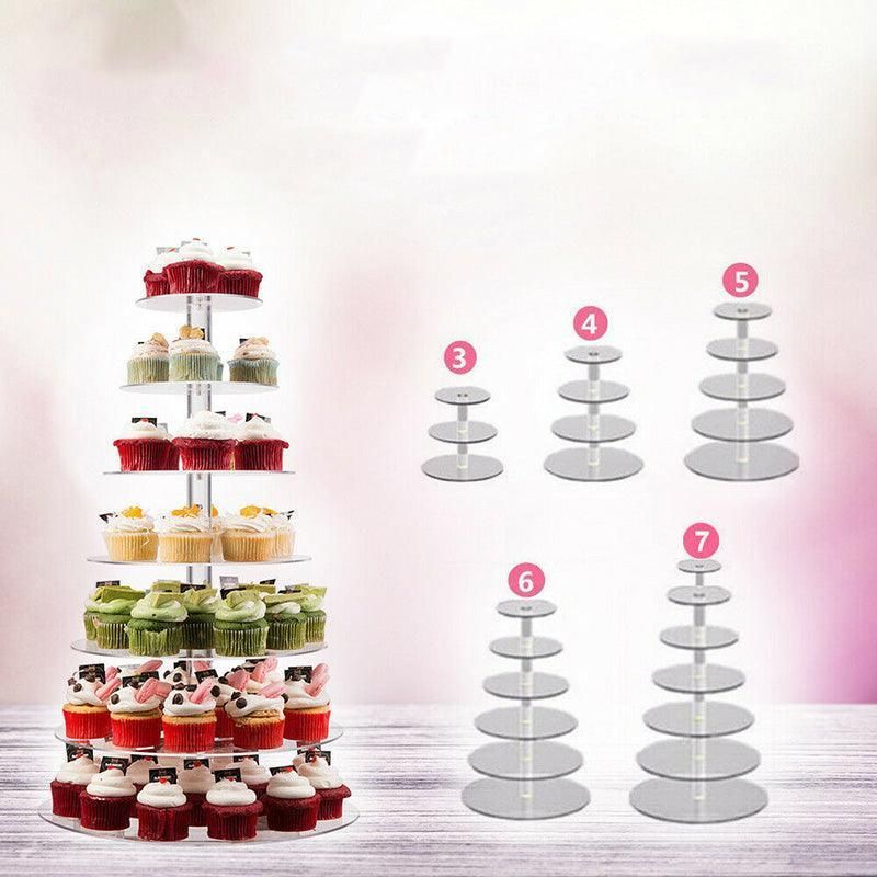Acrylic Cupcake Tower 3 4 5 6 7 Tier Clear Cake Stand for Wedding Party - 5 Tiers — image 5