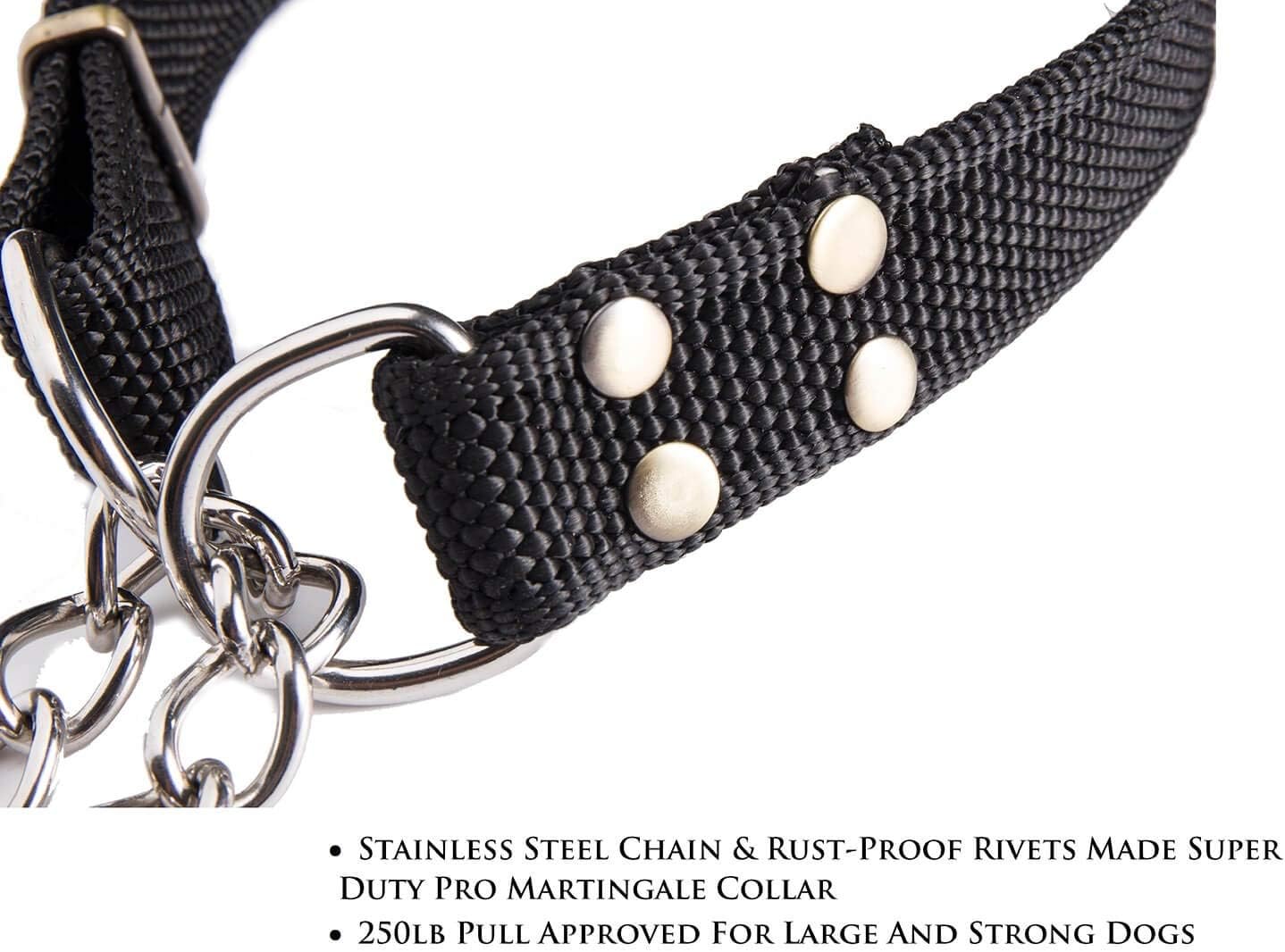 Stainless Steel Nylon Chain Martingale Collar Comfort Heavy Duty Large Dog Collar Escape Perfect for Training Walking Running and High Activities 250lb Pull — image 2