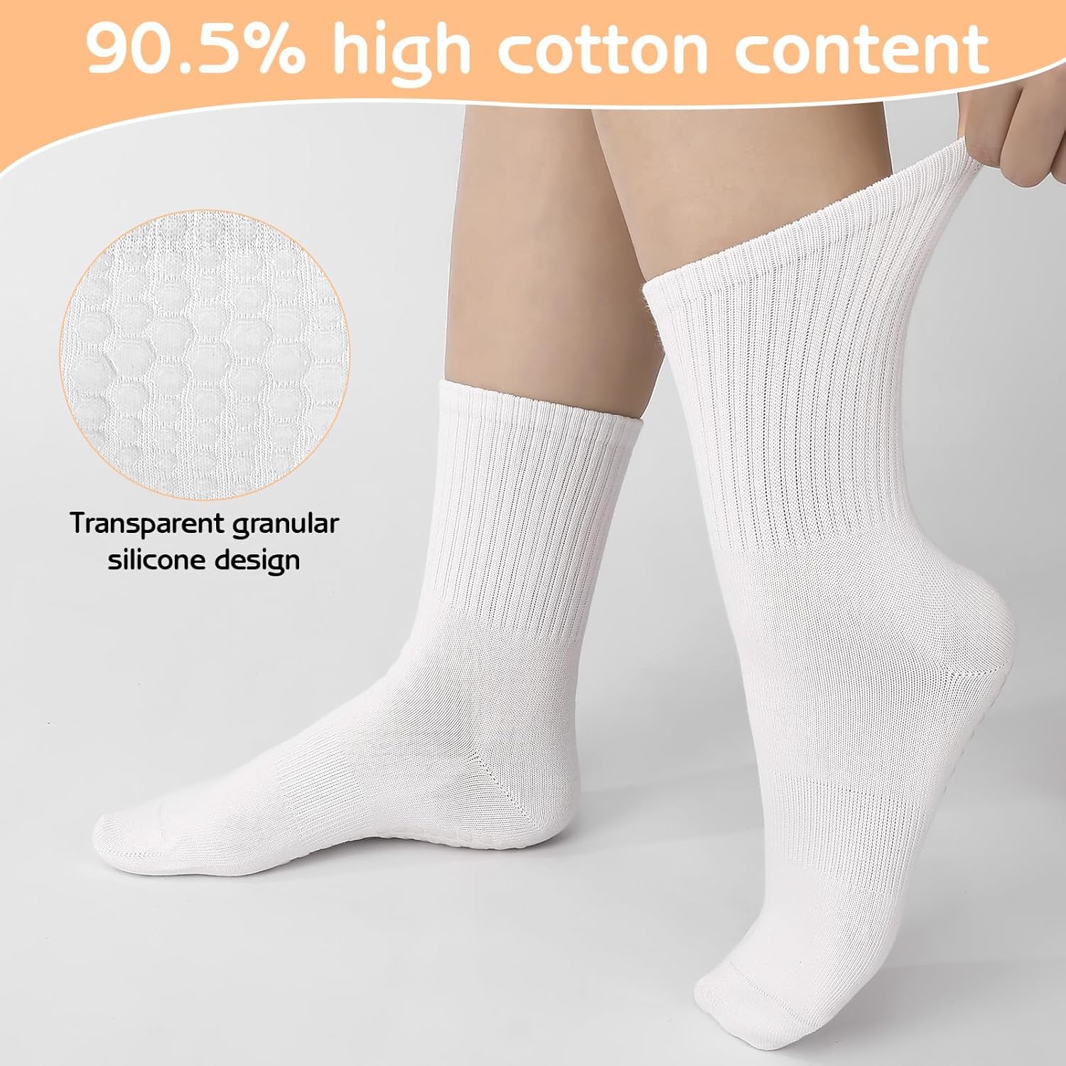 3 Pairs Non Slip Pilates Socks with Grips for Women, Yoga Grip Socks for Yoga, Barre, Dance, Ballet, Fitness — image 5