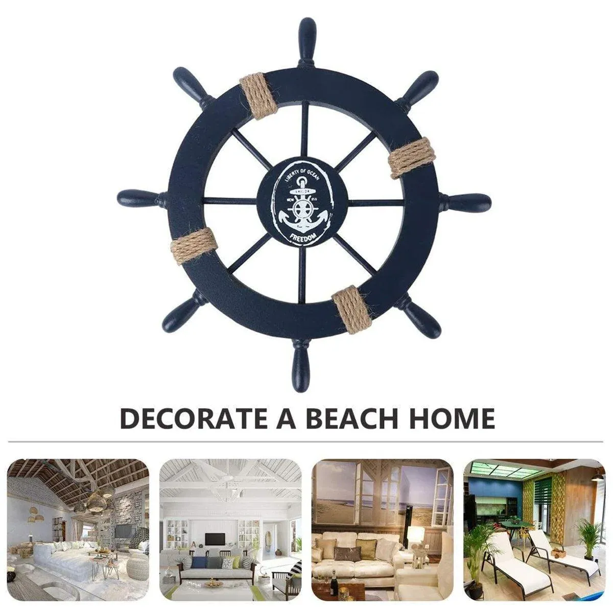 27cm Hanging Wooden Rudder Decorative Ornament Wall Decor Beach Home Decor β image 4