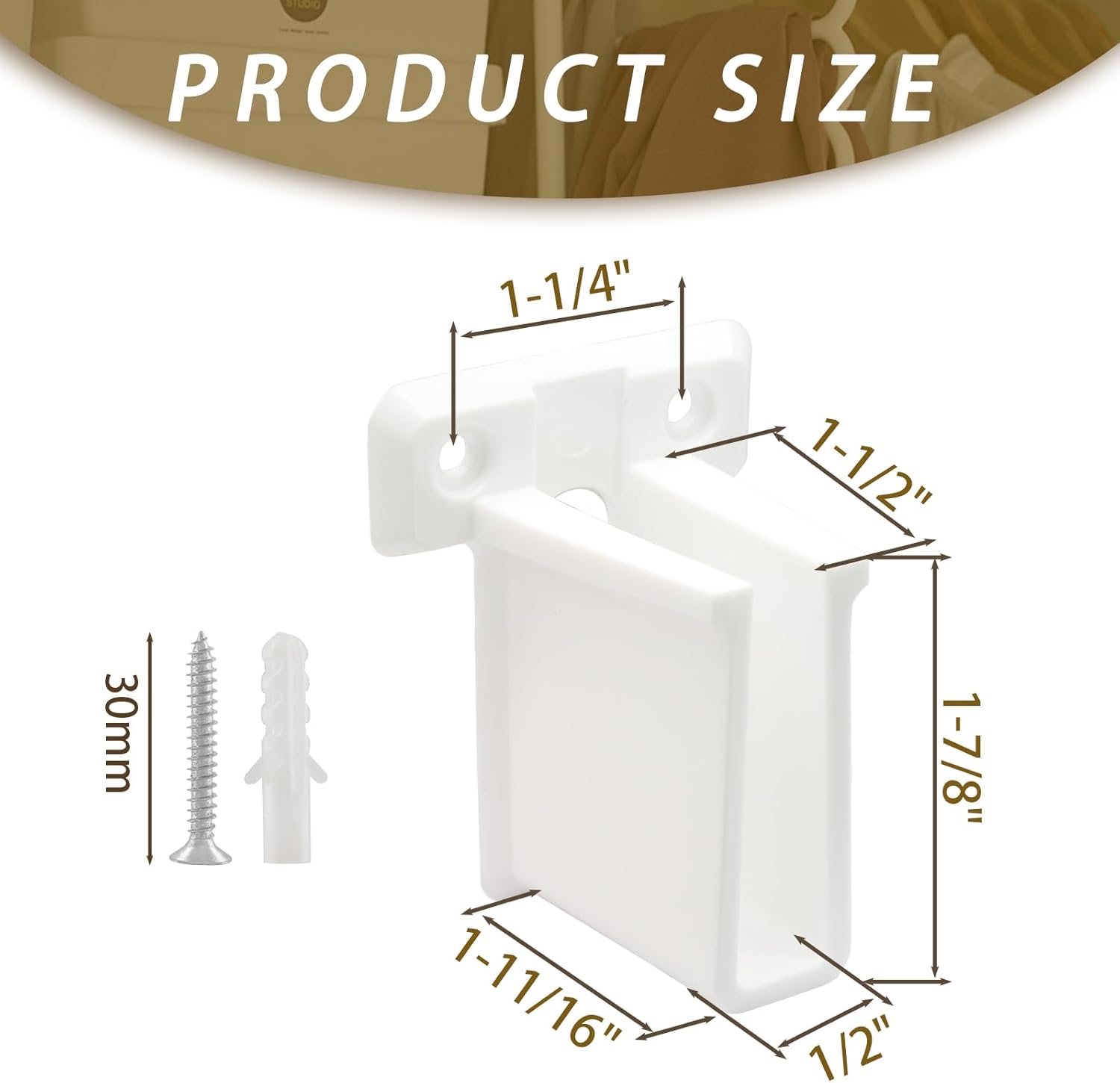 8 Pcs Wire Shelf End Brackets: Closet Maid Support, Wall Mount, White, Polyvinyl Chloride — image 3