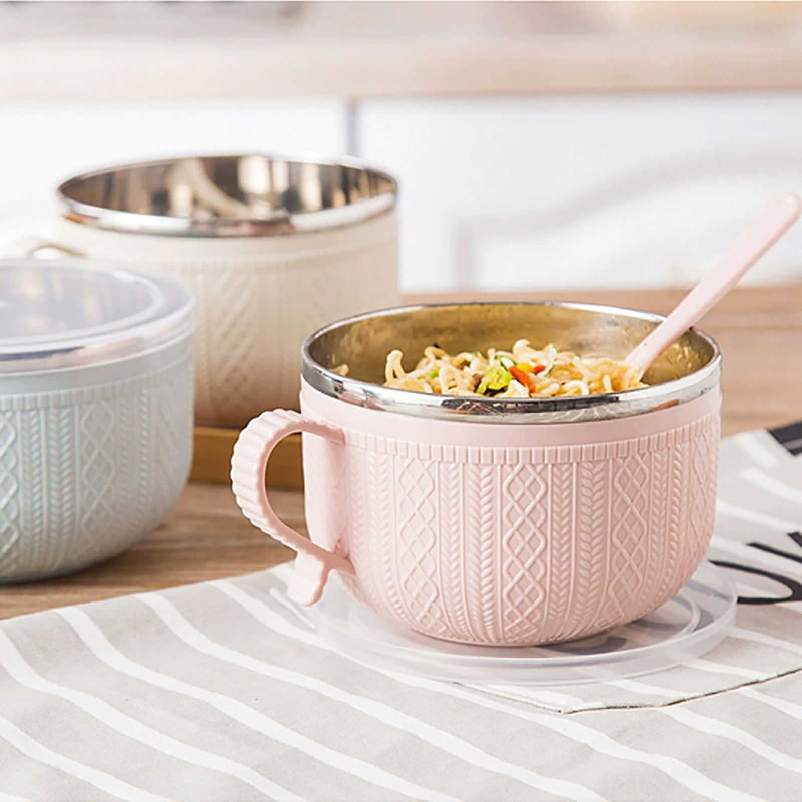 Soup Bowl with Handle, Food‑Grade Microwave Safe Bowl for Cereal and Snacks, Heat‑Resistant, 9.5 × 14 cm, Pink — image 5