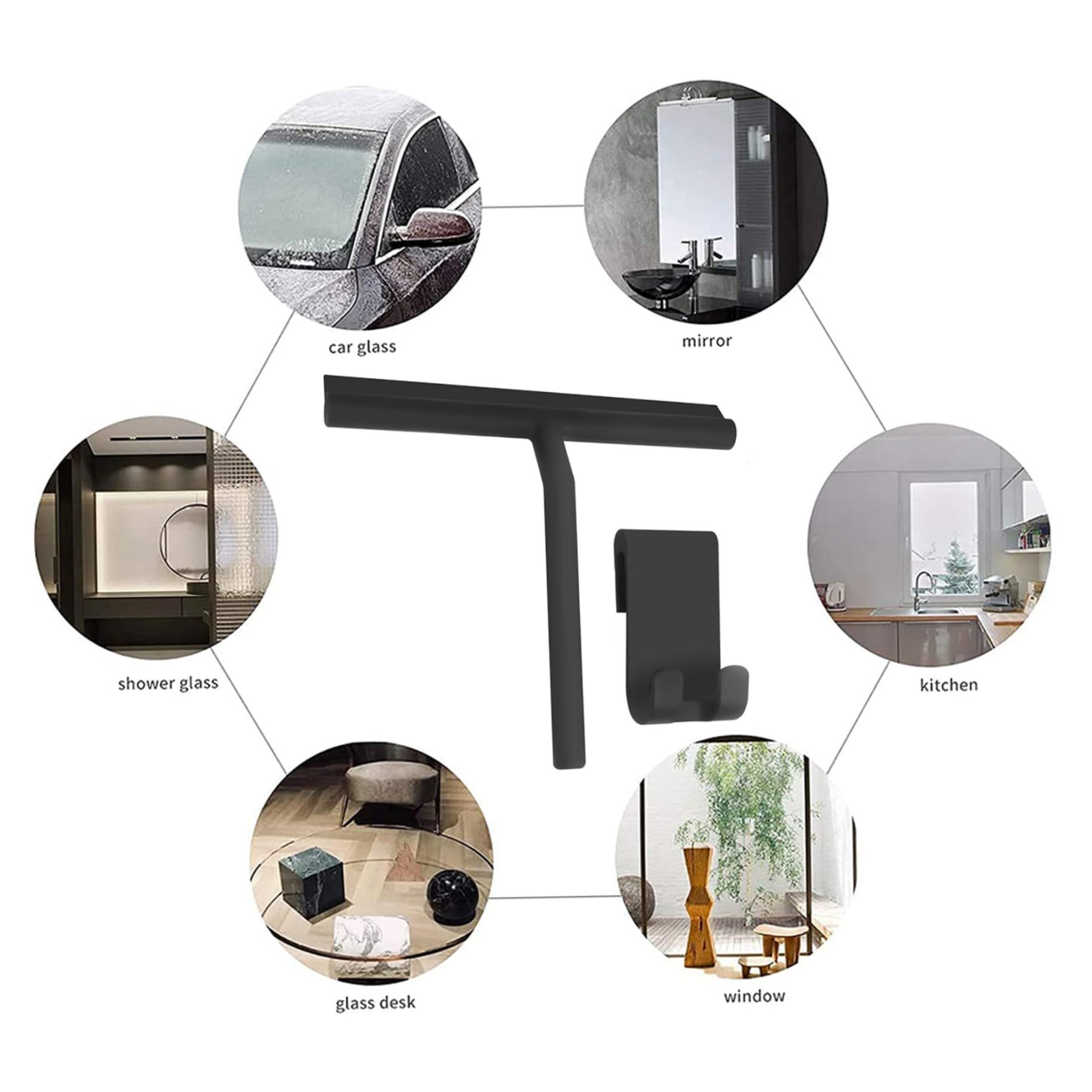 Squeegee for Glass Door Window Squeegee with Handle All-Purpose Squeegee Cleaner with Hook for Mirrors Tile โ image 4