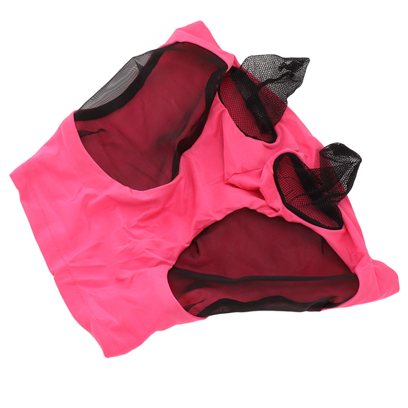 Horse Mesh Fly Mask Breathable Elastic Horse Face Mask with Ears Protection Riding Equestrian Equipment Rose Red — image 4