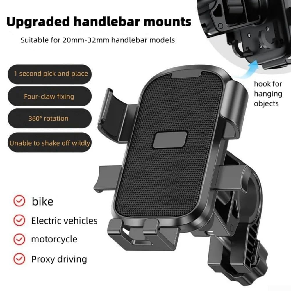 Universal Bicycle Phone Holder with Shock-Resistant Clamp and 360 Degree Rotation for Bikes, Scooters and Motorcycles, Black — image 6